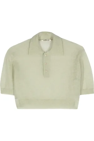 Auralee Playera tipo polo corta de tejido fino