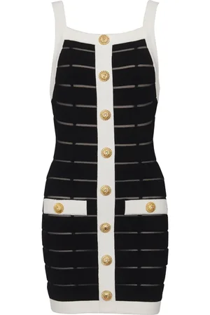 Balmain Vestido corto con detalle de malla