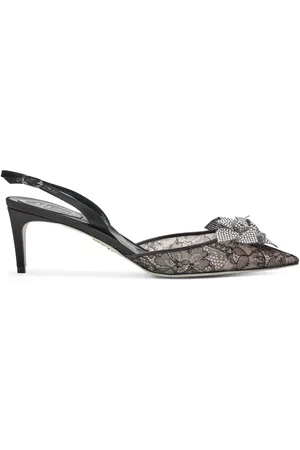 RENE CAOVILLA Zapatillas con encaje floral y tacón de 80mm