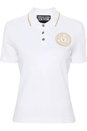 VERSACE Playera tipo polo con logo bordado