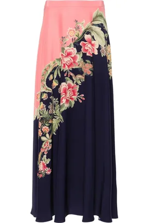 Etro Falda de seda midi acampanada