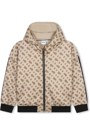 HUGO BOSS Hoodie con cierre y logo estampado