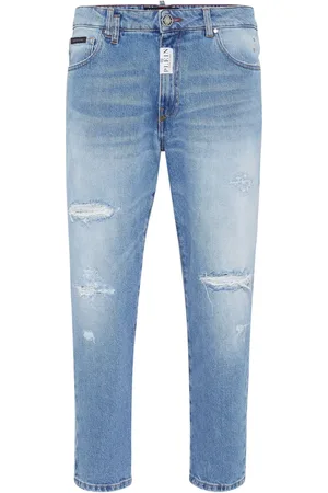 Philipp Plein Jeans rectos con efecto envejecido