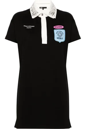 Maje Vestido tipo playera tipo polo con detalles de strass