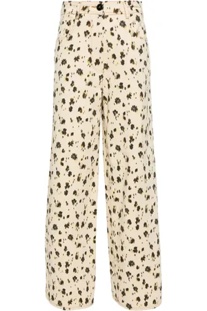 FORTE FORTE Pantalones palazzo con estampado de leopardo