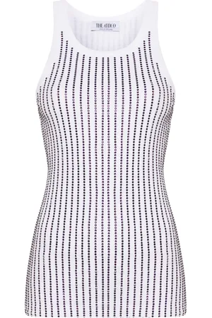 The Attico Camiseta con detalles de cristal
