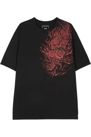 Y-3 Playera con llamas estampadas de x Japanese Football Association