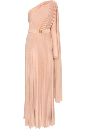 Elisabetta Franchi Vestido de fiesta plisado con hombro descubierto