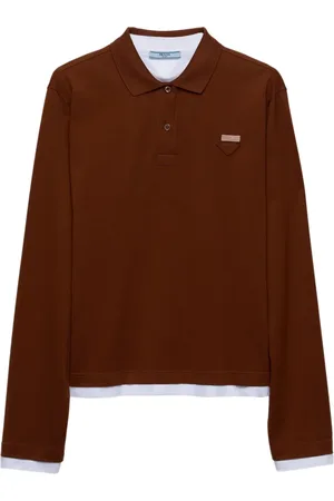 Prada Playera tipo polo a capas con logo triangular