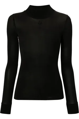Courrèges Top con cuello vuelto y parche del logo