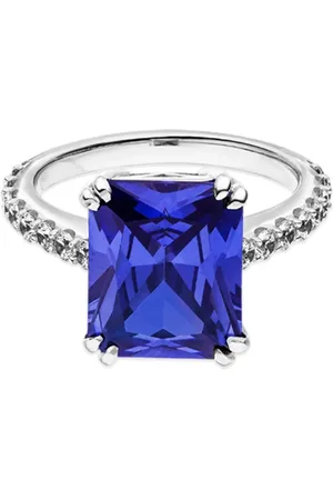 VEYNOU Anillo Nalu en oro blanco reciclado de 14kt con diamantes y zafiro