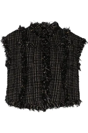 SACAI Chamarra de tweed deshilachada
