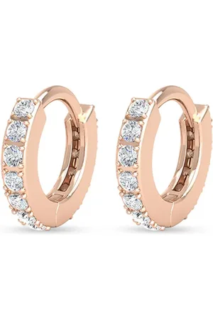 VEYNOU Aretes mini estilo huggie en oro rosa de 14kt con diamantes