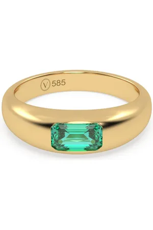 VEYNOU Anillo Eden Oasis en oro amarillo de 14kt con esmeralda