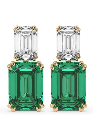VEYNOU Aretes Beyond Eden en oro amarillo de 14kt con esmeralda