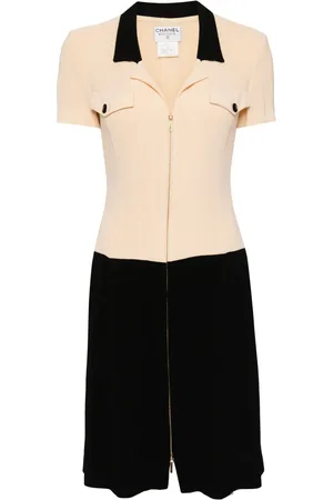 CHANEL Vestido estilo playera tipo polo con cierre 1995