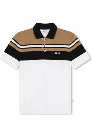 HUGO BOSS Playera tipo polo con logo estampado y motivo de rayas