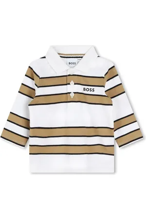 HUGO BOSS Playera tipo polo con logo estampado y motivo de rayas