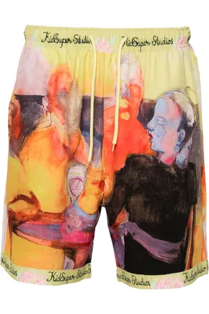 KIDSUPER STUDIOS Bermudas con estampado gráfico y cordones en la pretina