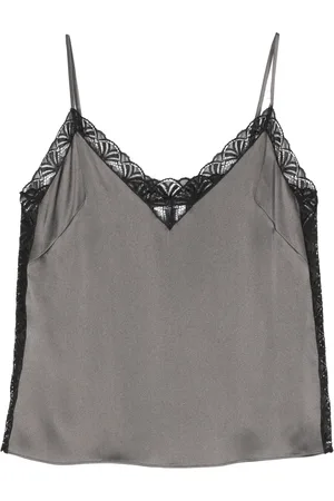 Alberta Ferretti Top satinado con ribete de encaje
