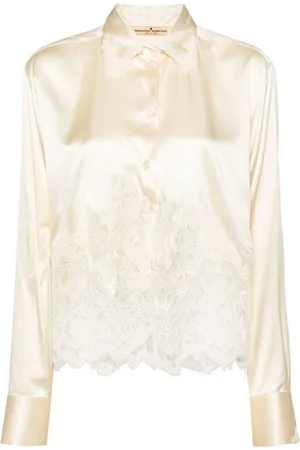 ERMANNO SCERVINO Camisa satinada con paneles de encaje