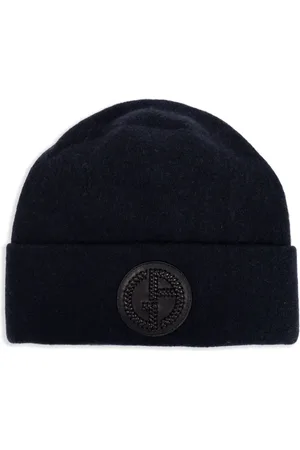 Giorgio Armani Gorro tejido de cachemira con parche del logo