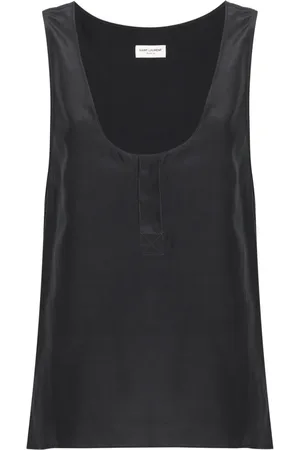 Saint Laurent Top de seda con cuello henley