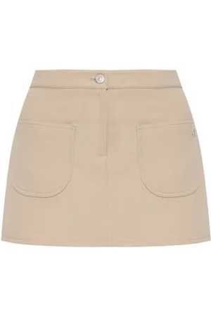 Courrèges Falda corta de sarga con aplique del logo