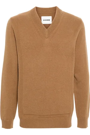 Jil Sander Suéter tejido de canalé con cuello en V