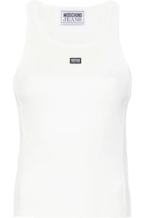 Moschino Top tejido de canalé con parche del logo