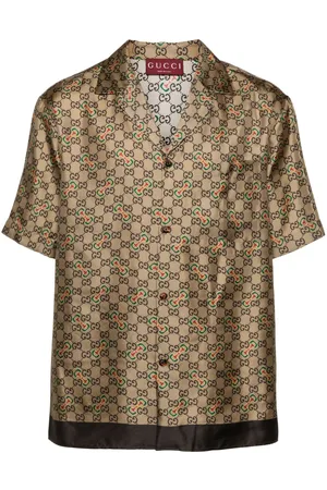 Gucci Camisa de seda con motivo GG Horsebit