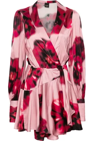 Pinko Vestido corto cruzado con estampado floral