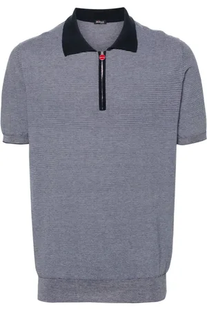 Kiton Playera tipo polo con rayas estampadas