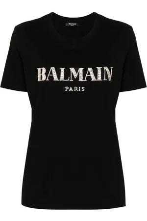 Balmain Playera con logo de cristales