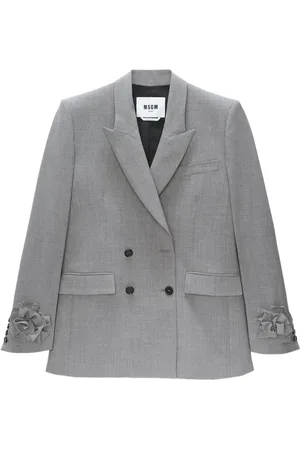 Msgm Blazer con aplique floral y doble botonadura