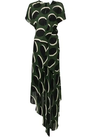 Colville Vestido midi con diseño drapeado y estampado gráfico