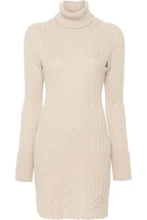 BLUMARINE Vestido en tejido de ochos con cuello vuelto