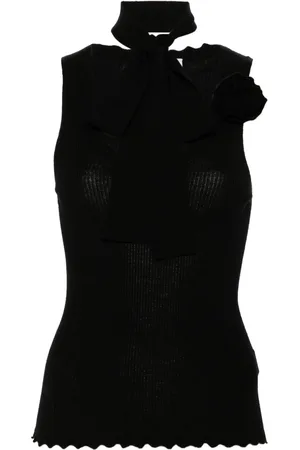 BLUMARINE Top tejido con broche floral