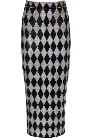 Balmain Falda midi con detalles de strass