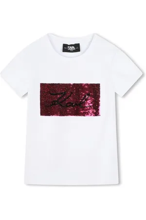Karl Lagerfeld Playera con bordado de lentejuelas característico