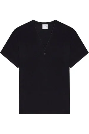 Courrèges Playera tejida de canalé con cuello en V años 90