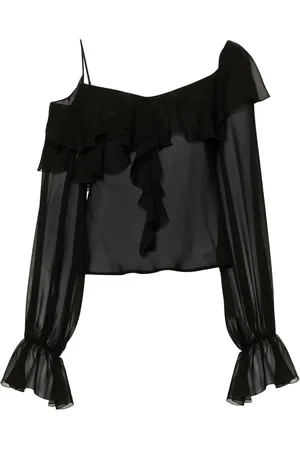 BLUMARINE Blusa de seda transparente con volantes