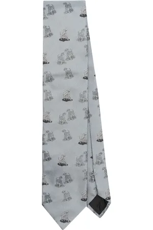 Lanvin Corbata de seda con motivo de perro en jacquard
