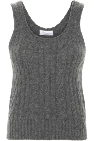 BLUMARINE Top en tejido de ochos con logo bordado