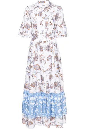 ELEVENTY Vestido camisero largo con estampado floral
