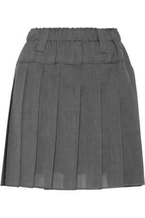 Brunello Cucinelli Falda corta con diseño plisado