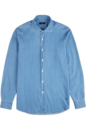 FAY Camisa chambray con logo bordado