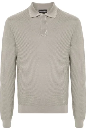 Emporio Armani Suéter de canalé con cuello de playera tipo polo