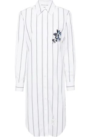 Thom Browne Vestido camisero con rayas bordadas