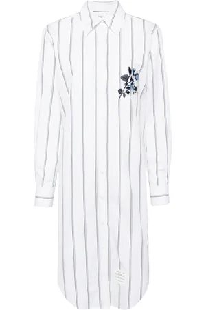 Thom Browne Vestido camisero con rayas bordadas